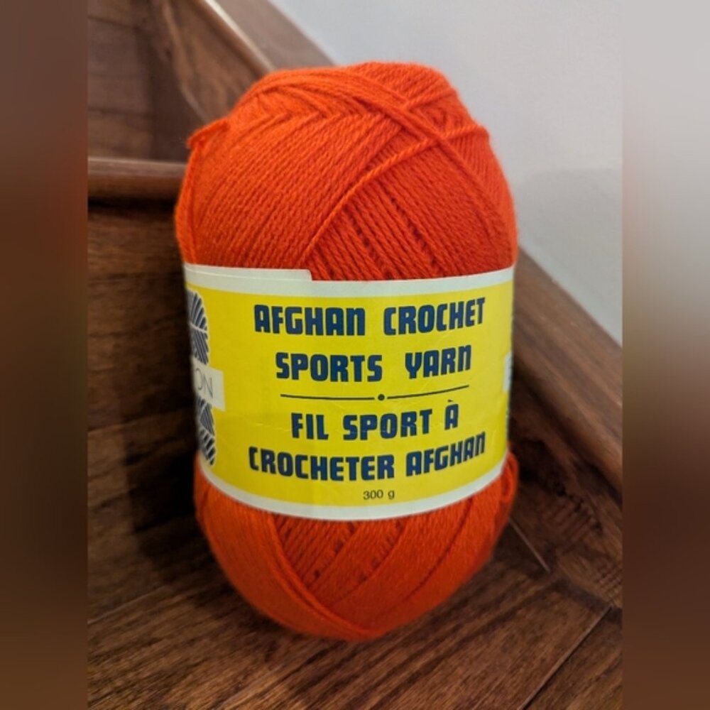 Vintage EATONS AFGHAN CROCHET SPORTS YARN Orange Acrylic 300g